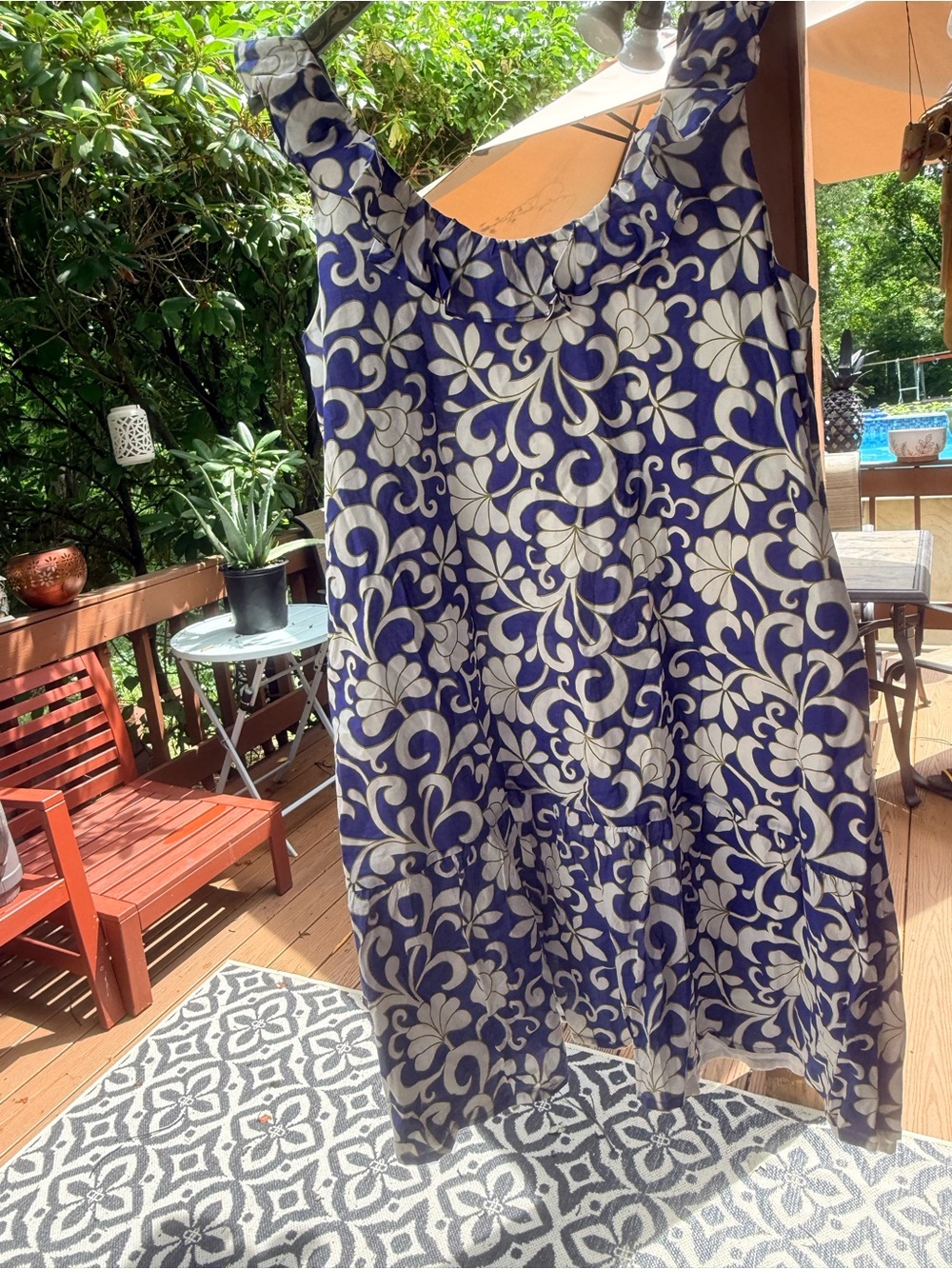 Boden Navy & White Floral Midi Dress - Picture 7 of 8